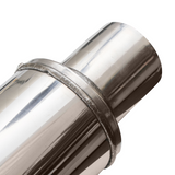 Absorption Muffler 409SS - 2.5" Inlet Centered/Outlet Centered 14"X4"X20" Round Case