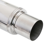 Absorption Muffler 409SS - 3" Inlet Centered/Outlet Centered 14"X4"X20" Round Case