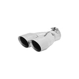 Exhaust Tip - 3" Dual Angle Cut Polished SS Fits 2.5" Tubing-Clamp On