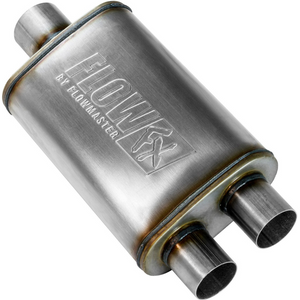 FlowFX Muffler 409S 4x9x14 - 3" Inlet Centered/2.5" Outlet Dual