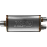 FlowFX Muffler 409S 4x9x18 - 3" Inlet Centered/2.5" Outlet Dual