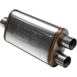 FlowFX Muffler 409S 4x9x18 - 3" Inlet Centered/2.5" Outlet Dual