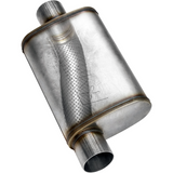 FlowFX Muffler 409S 4x9x18 - 3" Inlet Centered/2.5" Outlet Dual