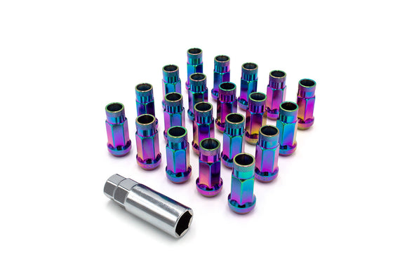 Steel 50mm Open Ended Lug Nuts M12x1.25 - Neo Chrome