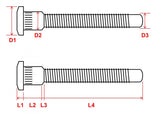 Honda Civic 88-00 / Acura Integra 90-01 Extended Wheel Studs - 16pcs